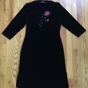 Velour dress w/ slits on the sides + 3/4 sleeves
